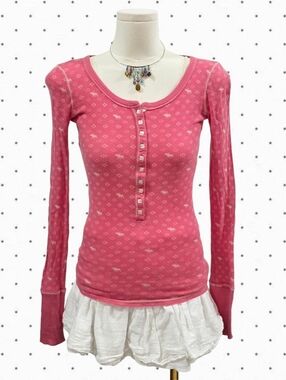 Abercrombie vintage long sleeve moose henley button up top